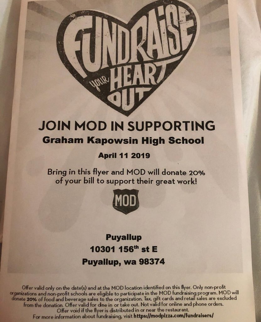 Make sure you go out and support the Class of 2020 at MOD pizza on April 11th and 18th. Show them a physical copy of the flyer or take a screenshot of the one provided. 20% of the proceeds go to their prom and events! 🔸🔹