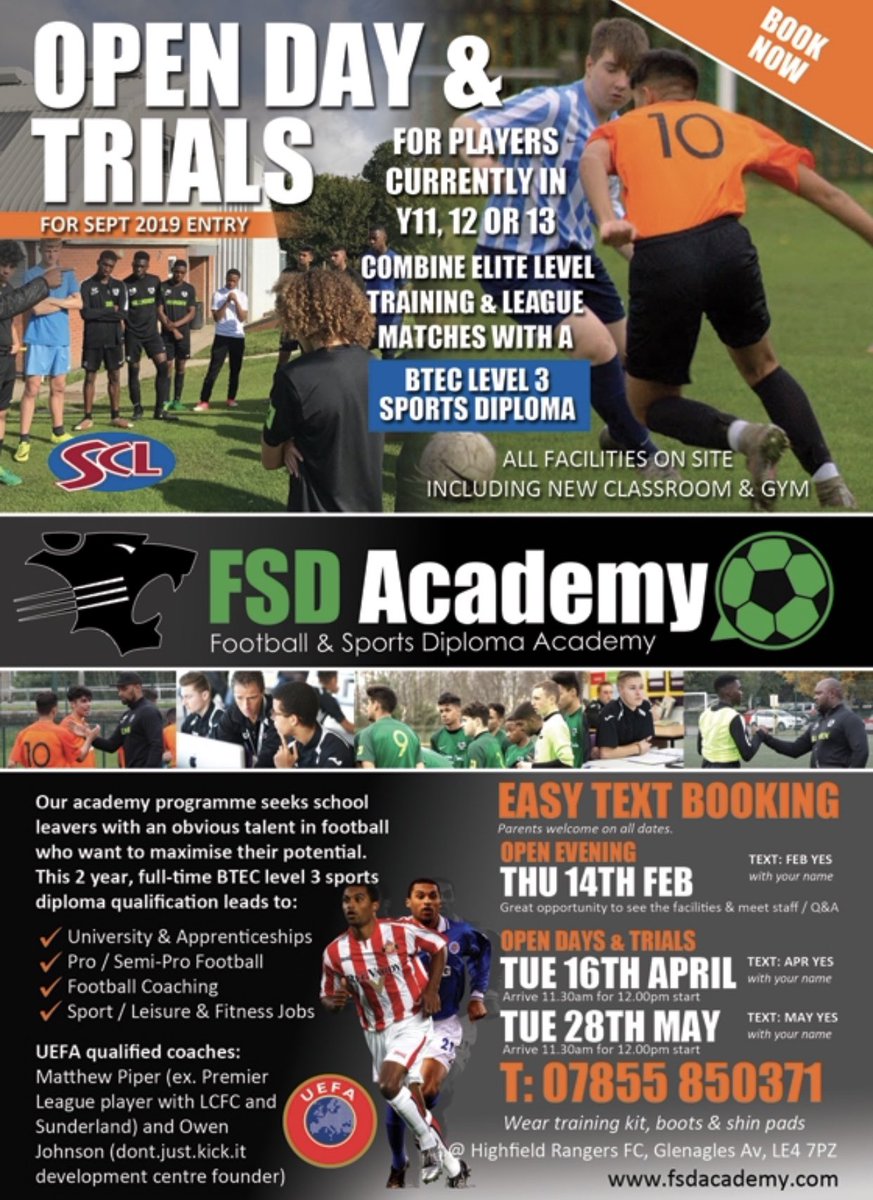 FSD_Academy's tweet photo. Our next academy open day is fast approaching 💨💨💨💨💨...
Come & have a look around & see what we are all about ⚽️🎓☑️
#leicester #football #btec #diploma #gym #ptqualification @SCLeducation https://t.co/Xd5JoQYsyx