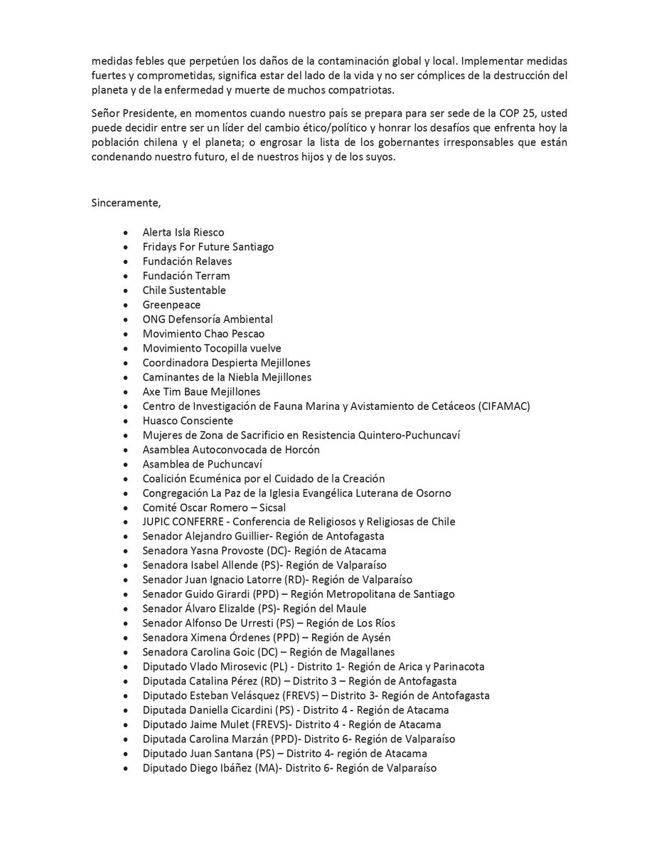 ONG_CHS's tweet photo. Carta para el presidente @sebastianpinera donde le pedimos que cumpla sus compromisos. Estamos expectantes de saber el contenido del cronograma de cierre de termoeléctricas a carbón, que fue prometido por el @MinEnergia para este primer trimestre y aún no hay anuncio. #chaocarbon https://t.co/vECqYMdQGF