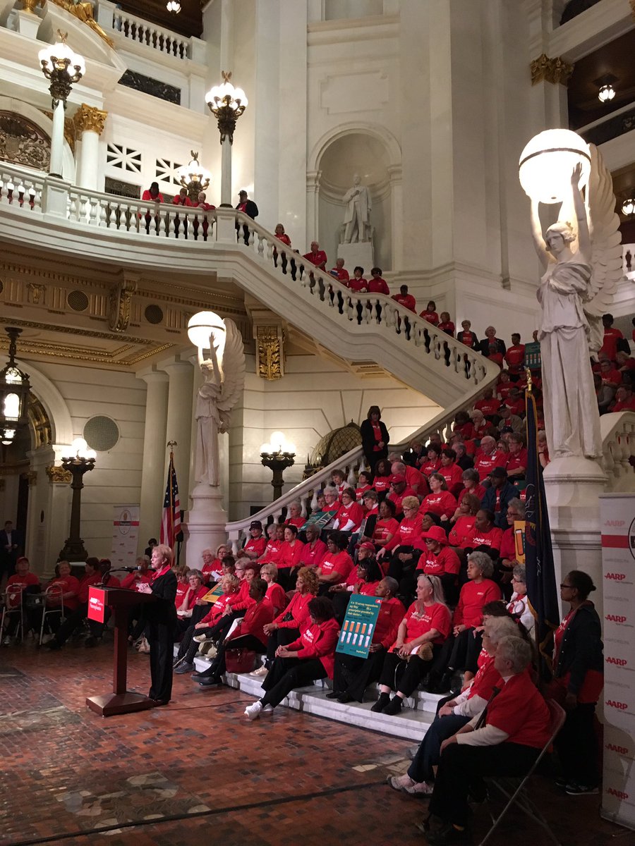 relandis's tweet photo. #AARPPA volunteer Estella Hyde tells her prescription drug cost story to a rapt audience in the PA Capitol #stoprxgreed @AARPadvocates https://t.co/Cmju3kHRvc