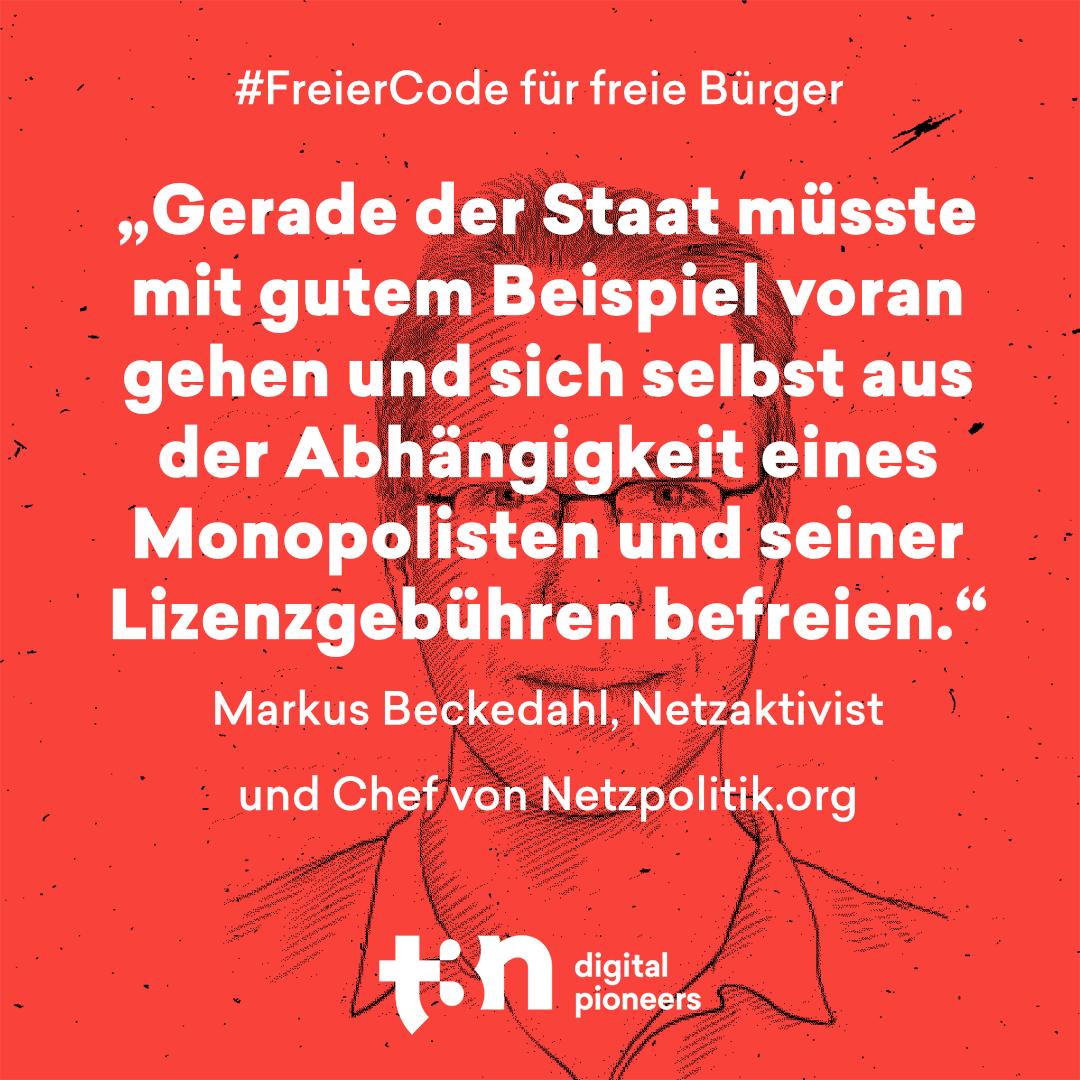 t3n's tweet photo. Auch @netzpolitik unterstützt die Petition „Public Money, Public Code”. Seiner Meinung nach gibt es keine bessere Alternative zu freier Software. Mehr über die Kampagne erfährst du hier: https://t.co/TSzyxNyegQ

Mach mit! #FreierCode #opensource #software https://t.co/F1SR4FI4JJ