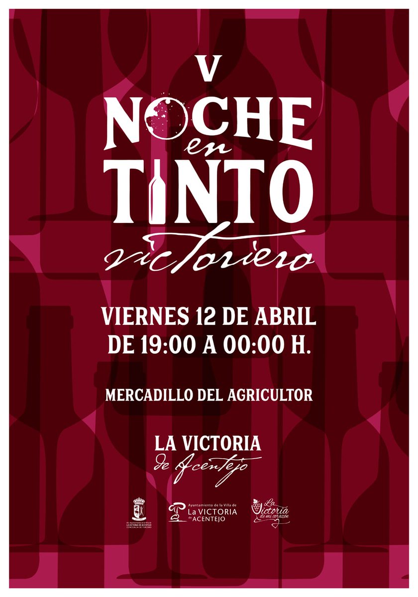 ➡️¡Ven el viernes, a partir de las 19 horas, al Mercadillo del Agricultor de la Victoria de Acentejo y disfruta la V Noche en Tinto Victoriero!
🍷Te esperan nuestros mejores vinos, tapas y platos, actuaciones, sorteos y buena compañía ¡Estás invitado! #lavictoriaesturismo