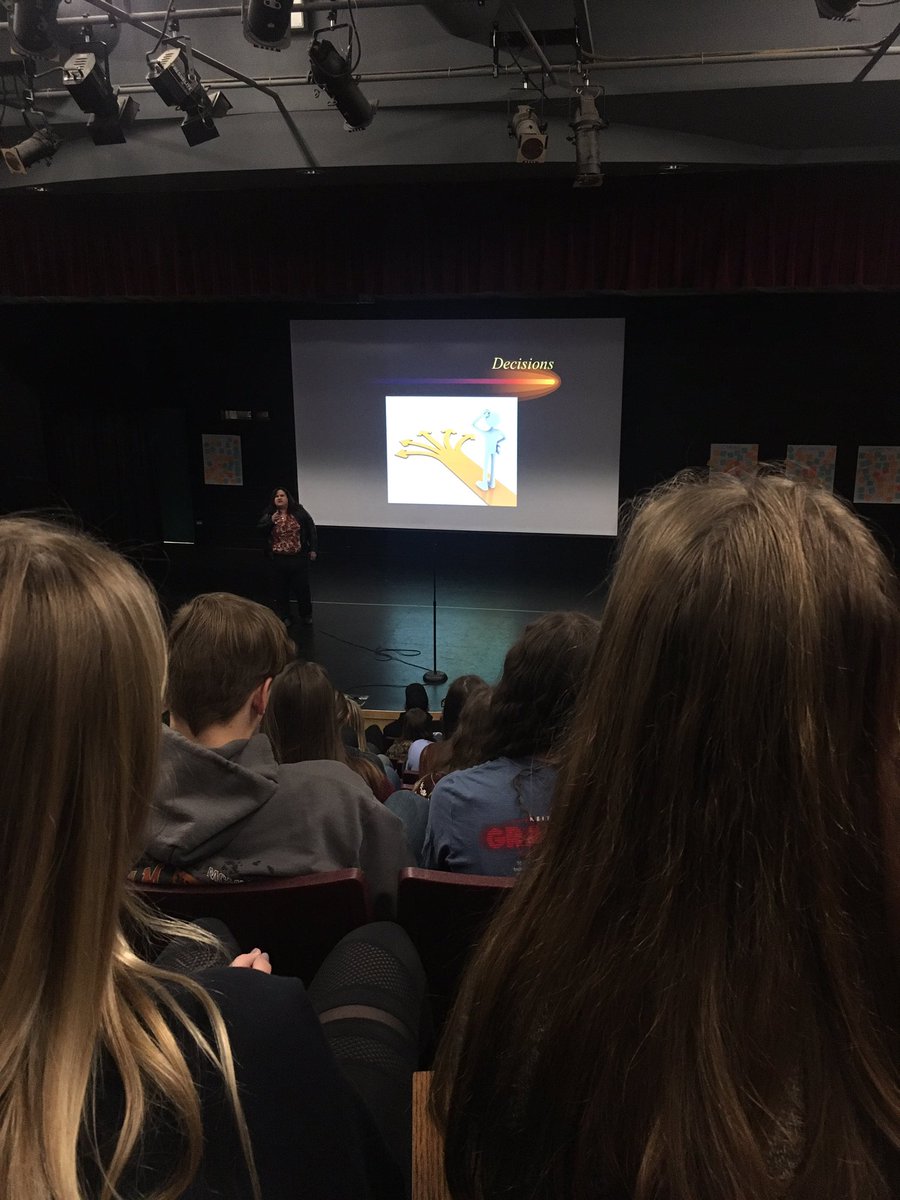 This morning @AltarioSchool @ConsortSchool and @Veteran_School students are gathered to hear Amanda Olling speak about the effects of Just One Decision