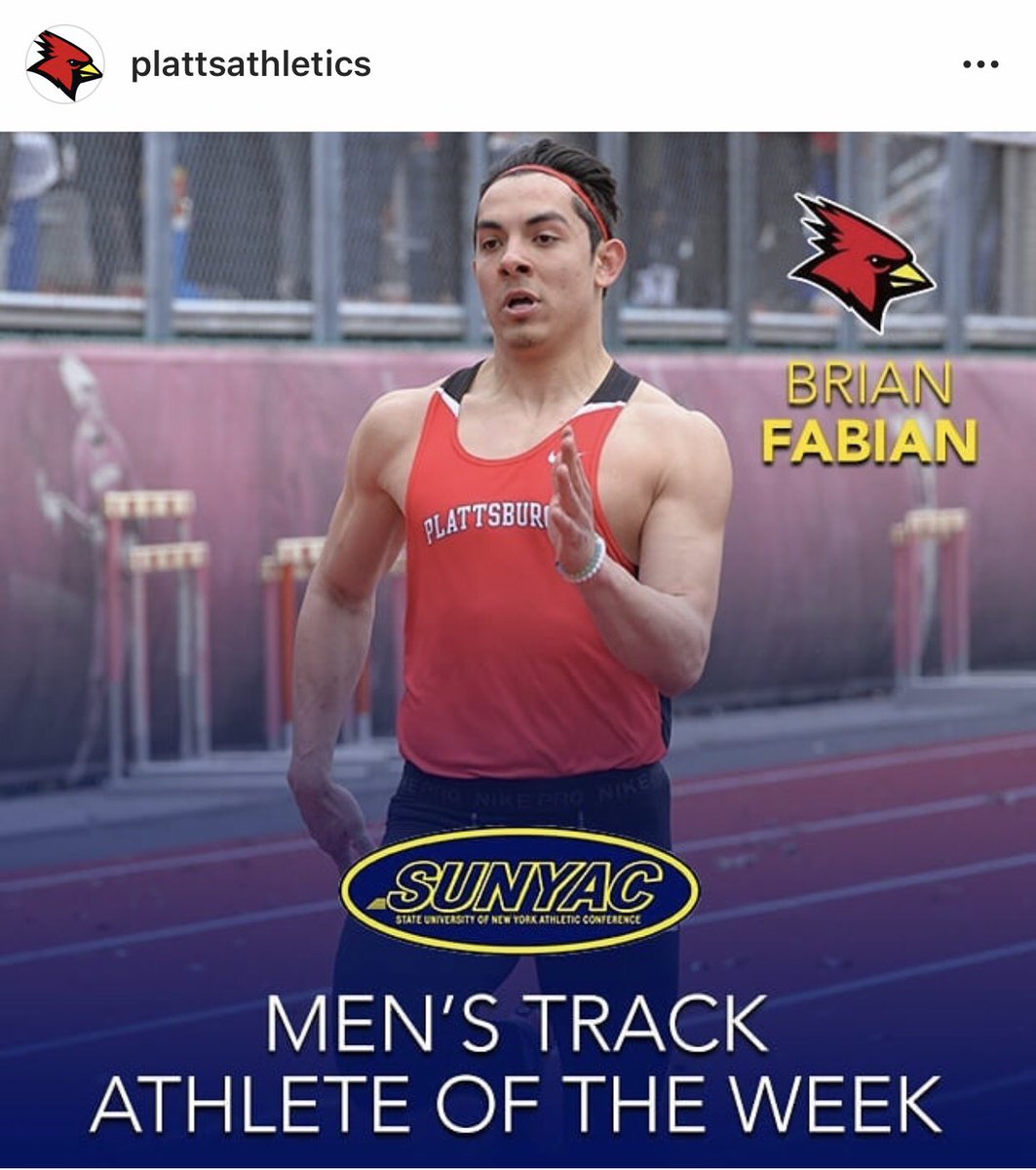 Cardinals_XCTF's tweet photo. Congrats to Brian Fabian &amp; Elisabeth Plympton on earning SUNYAC Track &amp; Field Athletes of the Week #buildit #cardinalcountry #plattsburgh #plattsburghstate #sunyplattsburgh #plattsburghalumni #cardinalforlife #trackandfield #sunyac #northcountry #ncaad3 #ncaad3sports #sprints https://t.co/BjEcHIzmKh