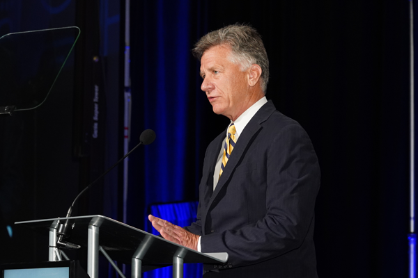 ASLRRA's tweet photo. Peter Gilbertson receives ASLRRA’s highest honor the Schlosser Award for Distinguished Service to the Short Line Industry! #aslrra2019 https://t.co/YSnGsDE86U