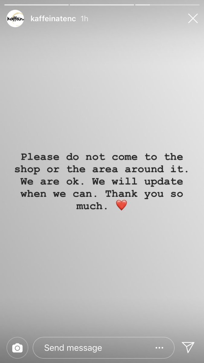 WRALSarah's tweet photo. Kaffeinate, the coffee shop that was leveled in the explosion, posts on Instagram that they are okay. #Durham https://t.co/ahAceFLPtT