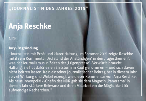 AnMilz's tweet photo. Weil @niggi vorhin beim #ftoj19 nur einen plakativen Ausschnitt der #jdj -Jurybegründung in die Runde warf: Hier der ganze Wortlaut der #jdj-Jurybegründung zu @AnjaReschke1 + die differenzierte Laudatio von Jurymitglied Prof. Pörksen #Haltung+Recherche https://t.co/ImoD7VoXv1 https://t.co/Df2MccDUY3