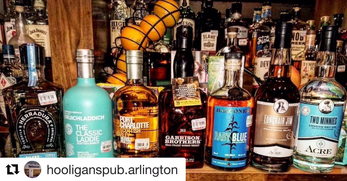 We love when our fav bars support locally made craft spirits &amp; distilleries. Raise a glass to #texasforever 🥃🍸

#Repost <a href="/hooligansabram/">hooliganspub</a> 
・・・
Time to introduce some amazing new spirits at Hooligan’s Pub! We have new tequila, whiskey, gin ready to be poured in your glass!