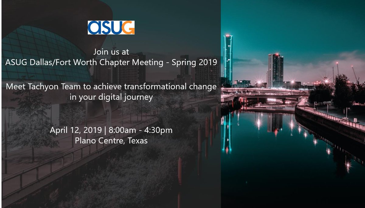Catch our team at ASUG Dallas/Fort Worth Chapter meeting this Friday!
#digitaltransformation #asug2019 #Texas
