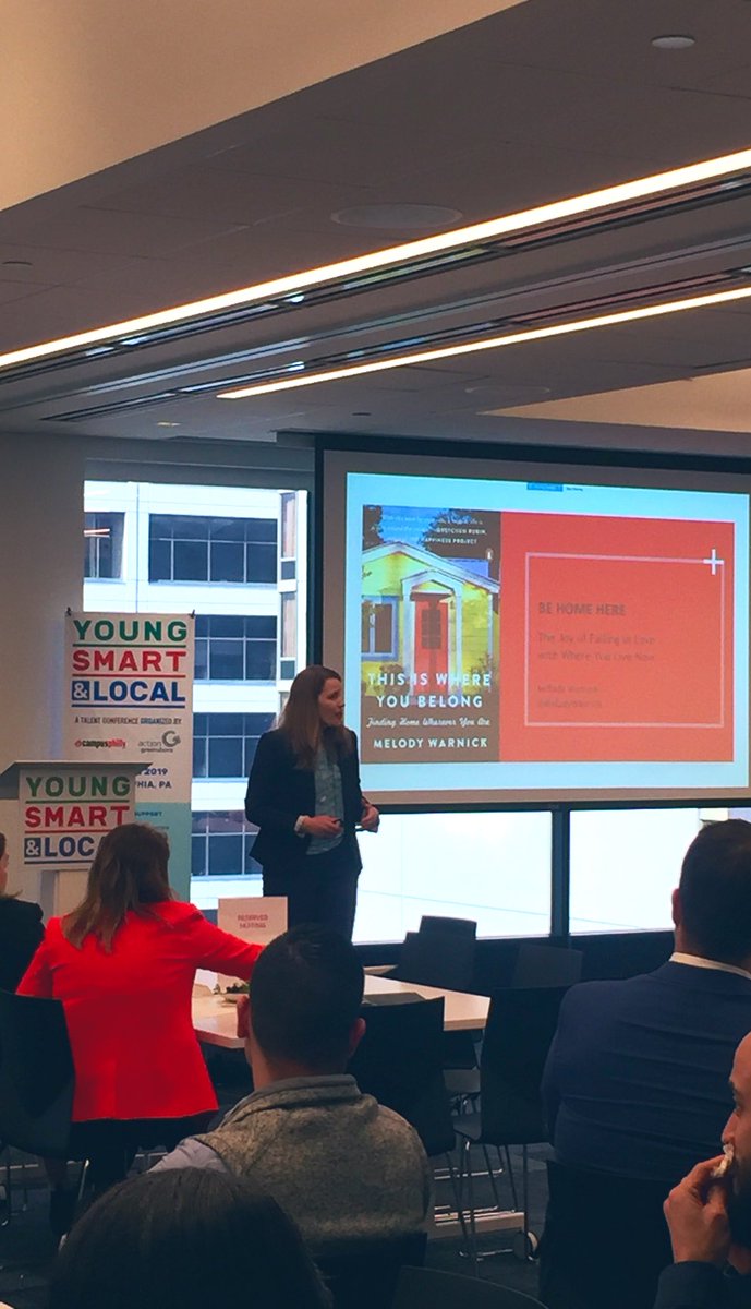 campusphilly's tweet photo. Welcome @melodywarnick, our keynote speaker for #YoungSmartLocal and author of This Is Where You Belong, Finding Home Wherever You Are. Looking forward to her incredible insight on connecting people to place. https://t.co/blzub2wxV8