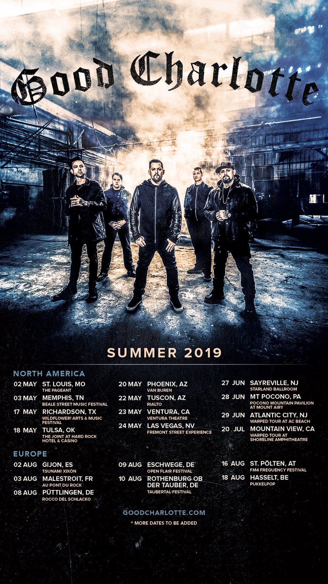 GoodCharlotte's tweet photo. MORE SHOWS!
May 2 St. Louis MO
May 3 Memphis TN
May 17 Richardson TX
May 18 Tulsa OK
May 20 Phoenix AZ*
May 22 Tucson AZ*
May 23 Ventura CA*
May 24 Las Vegas NV
June 27 Sayreville NJ
June 28 Mt Pocono PA
June 29 Atlantic City NJ
July 20 Mountain View CA
*On-sale Friday 10am PT https://t.co/jt4cfhXsmk