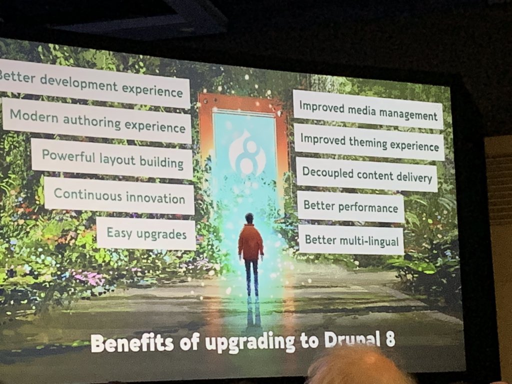 neerajskydiver's tweet image. Still waiting to upgrade to #Drupal8? Once you are on the #Drupal8 track, you will never have to change track again. @Dries #DriesNote @DrupalConNA