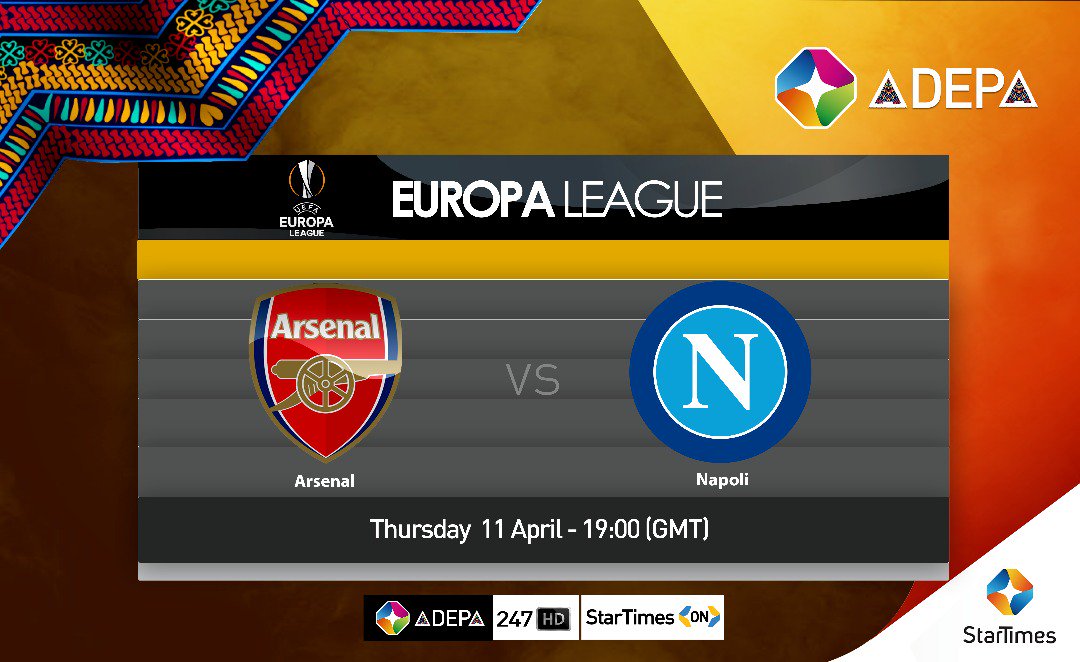 It's into the business end of the <a href="/EuropaLeague/">UEFA Europa League</a> and the Quarter-final starts here on AdepaTV with.....

Arsenal🇬🇧 vs Napoli🇮🇹
Unai Emery vs Carlo Ancelotti 
🏟️Emirates Stadium
🕖1900GMT