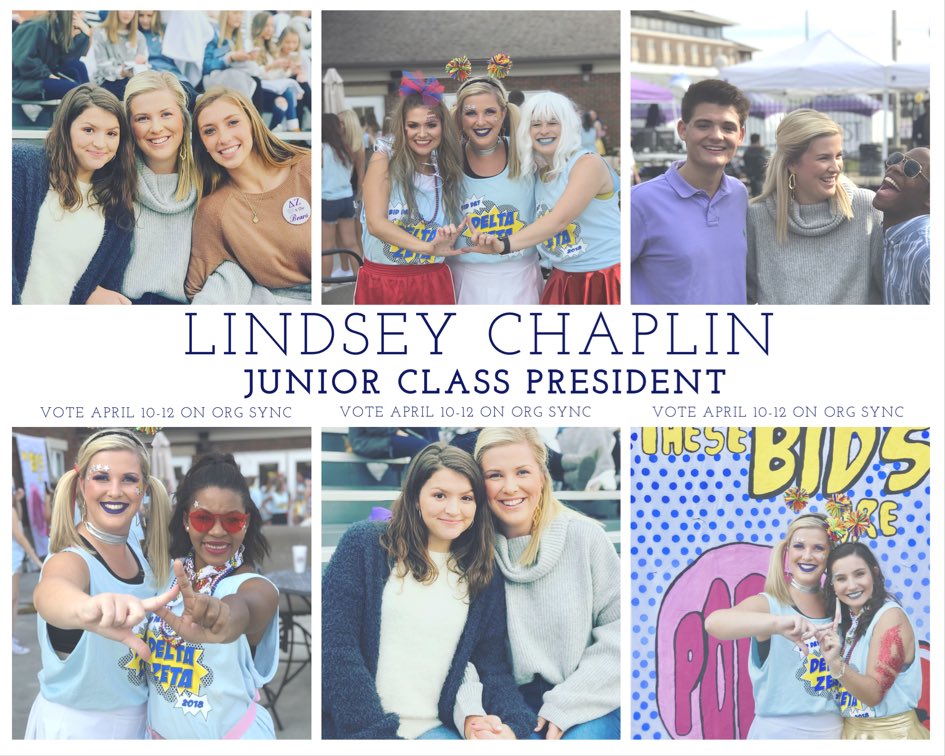 DZ is so proud to sponsor our amazing sister Lindsey Chaplin in her campaign to be SGA’s Junior Class President!  #VoteGreek #VoteLC 🤩 

Voting is now open! Clink the link in our bio to vote for our sister, Lindsey Chaplin for Junior Class President! 💕