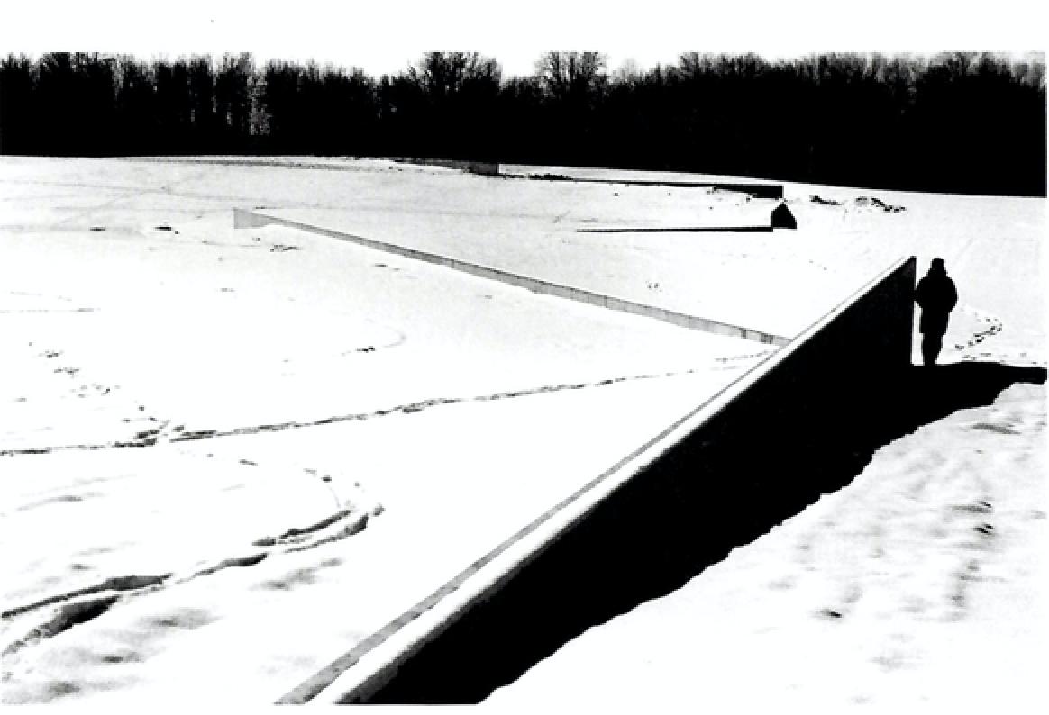 LAPT_Toronto's tweet photo. Shift is a large outdoor sculpture by American artist Richard Serra in King City, Ontario. The work was commissioned in 1970 by collector Roger Davidson. Shift consists of 6 large concrete forms, each 20cm thick + 1.5m high, zigzagging over  four hectares of rolling countryside. https://t.co/tAMzMdZQWj