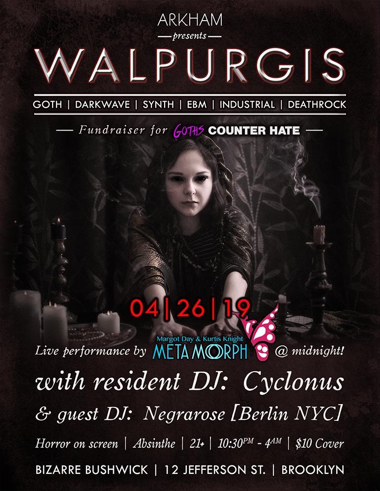 ARKHAMbrooklyn's tweet image. Next #ArkhamBrooklyn is 04.26 @ #BizarreBushwick! Join us for our annual #Walpurgisnacht Celebration! Live Show by #MetamorphMusic! Guest DJ: @DJNegrarose! $10 [$5 before 11/after 12:45] Details soon!
*Support our #WeCounterHate Fundraiser!*
DONATION LINK: bit.ly/GothsCounterHa…