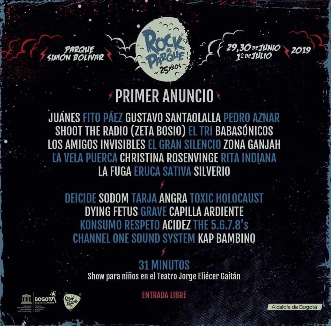yocamiloramirez's tweet photo. Amo lo que hasta el momento han presentado del cartel de @rockalparquefes Ahora a sacudirse la arena con lo de @juanes Personalmente, me parece una chimba y un gran acierto. @chuckygarcia FELICIDADES! https://t.co/oa735gGVX9