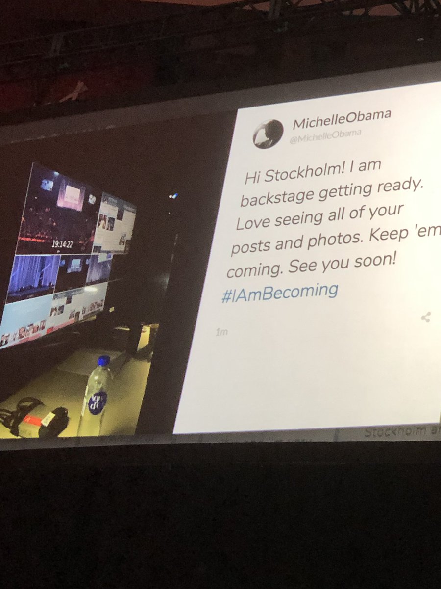 Waiting for #MichelleObama and enjoying the atmosphere in Globen! #IAmBecoming #stockholm #writerdoingresearch