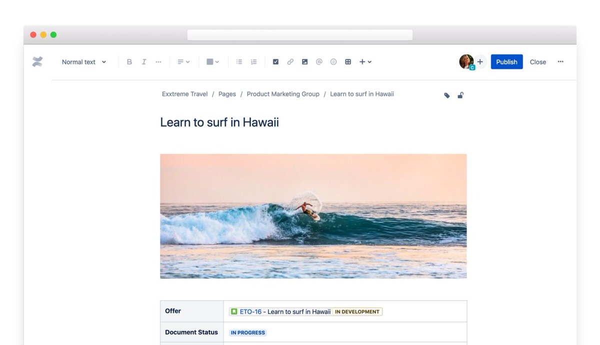 Confluence's tweet photo. 📣Big news out of #AtlassianSummit! Check out a roundup of all that is new in Confluence Cloud, including 15+ new features, plus... we're adding analytics! 🎉📊https://t.co/KLerl8kcCJ https://t.co/FHJErX7E5v