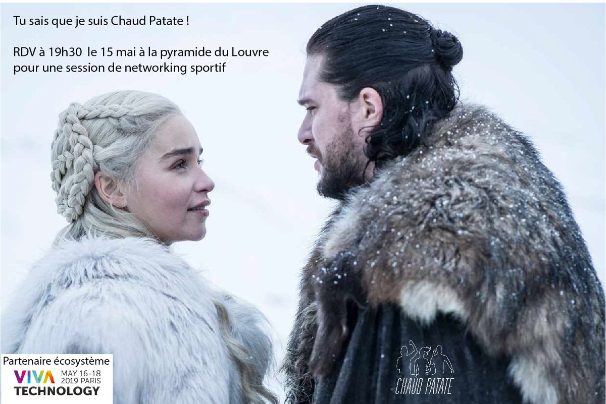 Chaud Patate est de retour. Session exceptionnelle de networking sportif (ouvert à tous)
le 15 mai à 19h30 Pyramide du Louvre
Inscription via le lien ci-dessous.
facebook.com/events/2389733…