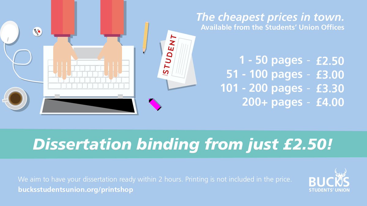 Dissertation is stressful enough without the added worry of when and where to have it bound! Remember we have the cheapest prices in town!