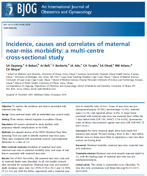 BJOGTweets's tweet photo. Maternal near-miss exceeds maternal death by 5:1, with the leading cause of maternal near-miss was preeclampsia/eclampsia https://t.co/iF3OI5TFwp https://t.co/jDmD8UIE0F