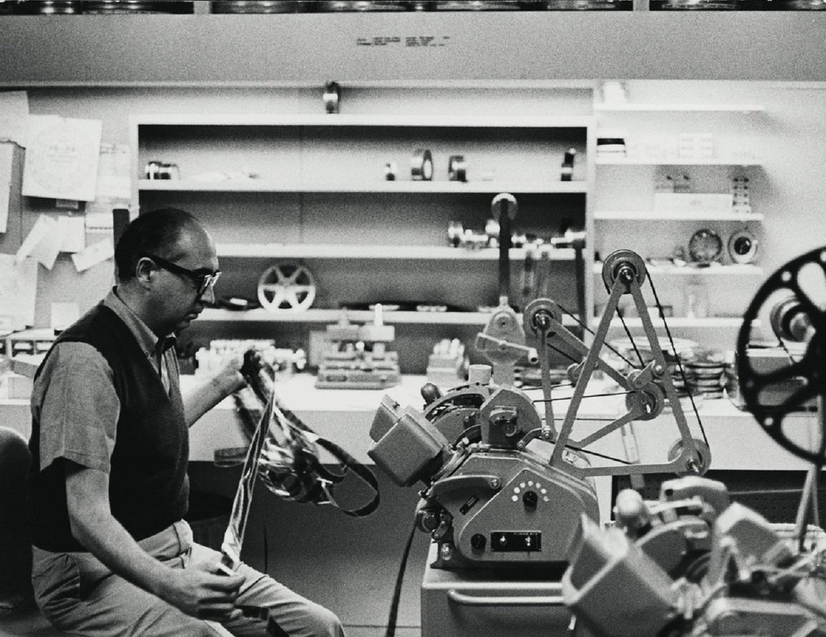 Film title and graphic designer Saul Bass in the studio