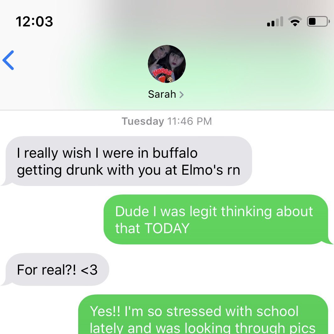 courtneyorr_'s tweet image. Last night my friend @Tri_SarahTopss (hasn’t used twitter in 6 years let’s see if she sees this) texted me and now all I’m thinking about is the next time she’ll be home so we can go to @bar_elmos 💗🍻 #PlsMoveBackHome #WhensGraduation?