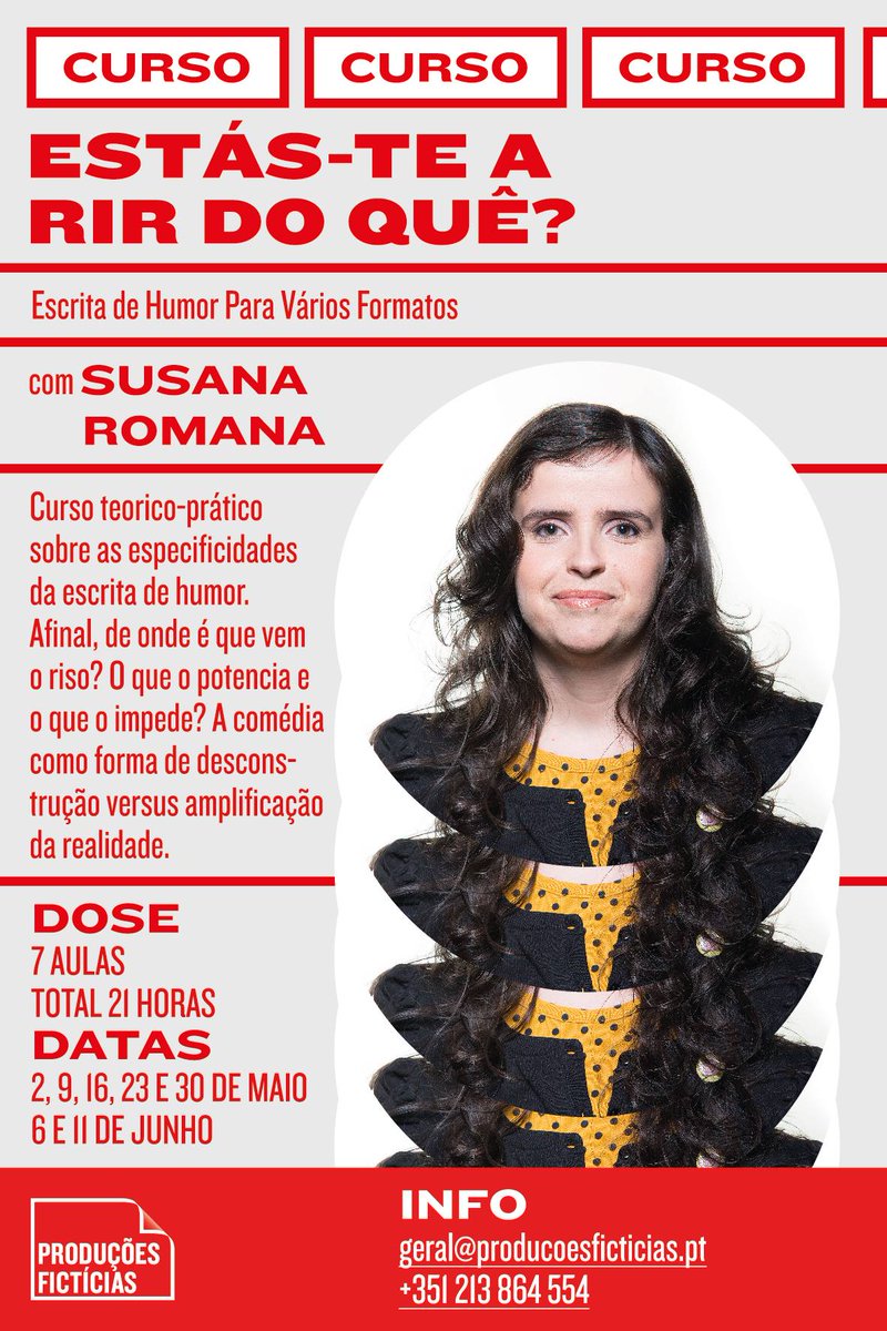 O nosso curso de escrita de humor, com a Susana Romana tem as vagas quase preenchidas. Não percam esta oportunidade.