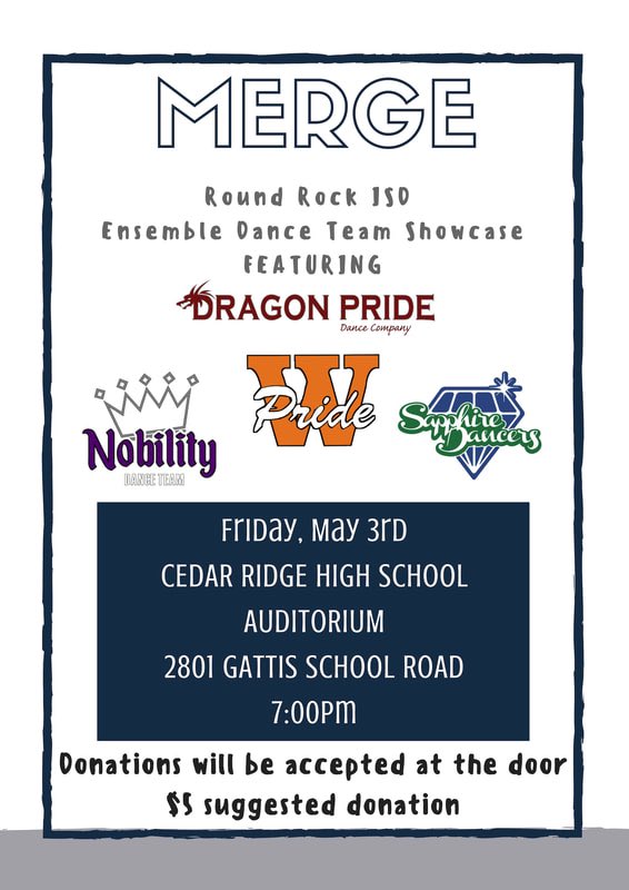 CRHS_Nobility's tweet photo. It’s almost here! Next Friday we get to take the stage with the beautiful @dragonpridedance @warriorpridewhs and @mhssapphires in MERGE! We can’t wait! Friday, May 3rd and the Cedar Ridge Auditorium. Free but $5 suggested donation. @rrisdfinearts @crhs_nobility https://t.co/Ly6ielvanU