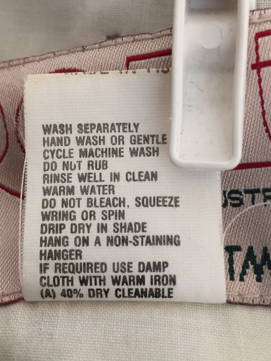 Washing instructions. Which 40 per cent might be drycleanable?