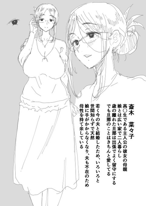 五月のお仕事のヒロイン。頑張ります!母親ばっか描いてますねぇ…☺️ 