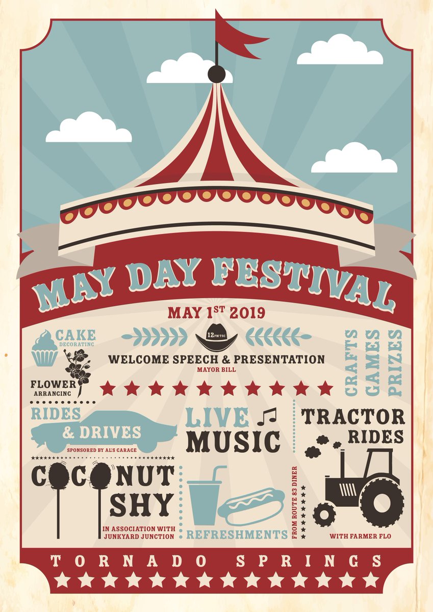 TornadoSprings's tweet image. Just 6 days to go! How are all of your May Day preparations coming along? Don't forget @TS_Mayor is back in town and will be opening the festival. We have backup generators running in case of any power issues throughout the event. See y'all soon!