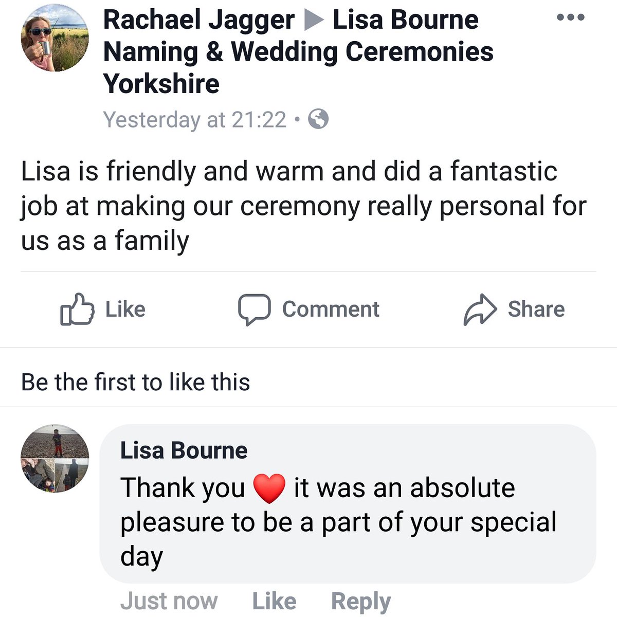 I really do appreciate it when people take time out to provide feedback.

A lovely start to my Thursday 😊

#thursdaymotivation #fridayeve #humanistceremonies #namingceremony #celebrant #celebrantledceremony #celebrantinleeds

@Ceremonies_UK @HumanistNamings