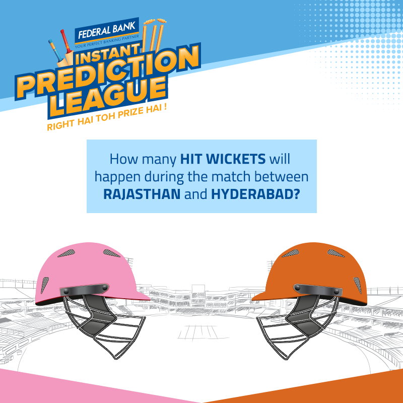 FederalBankLtd's tweet photo. The Instant Prediction League is back again. Try your luck again this week by predicting the answer to the question below related to the match happening  on 27 April 2019, 8 PM and get a chance to win exciting prizes. #InstantPredictionLeague #FederalBankLtd https://t.co/KFjQP7nLaQ