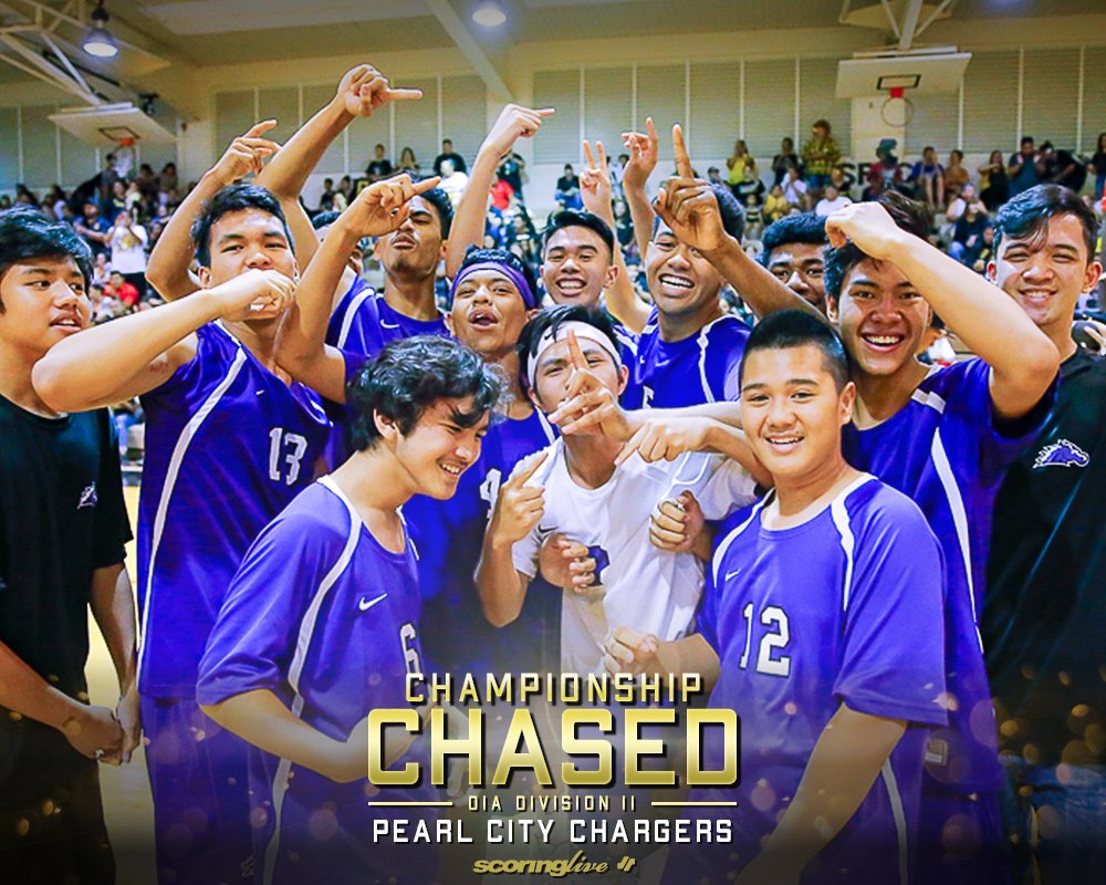 scoringlive's tweet photo. Charged up and gone back to back! Pearl City avenged a regular season loss to Nanakuli and took them down in four sets for the OIA Division II title #ChaseForTheChampionship #DominateTheScene https://t.co/sCuXmAx2PP