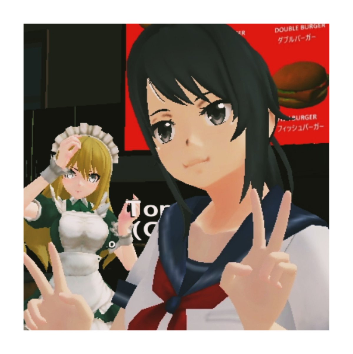 sgsonelove's tweet photo. Yesterday was a BurgerMaid, I suggest you to go there!
There are very tasty buns with sesame,fresh vegetables and well-roasted meat.🍔
Drinks and fries are also available!✨🍟
#SchoolGirlsSimulator 
#BurgerMaid https://t.co/vkVkiS9aNS