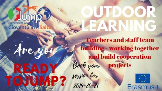 AssoJUMP's tweet photo. "OUTDOOR LEARNING. Teachers and staff team building - working together and build cooperation projects"  Book your session for 2019-20-21!
https://t.co/uHJcZlsdrA
associazionejump@gmail.com 
#JumpWithUsInErasmusPlus #ErasmusPlus  #Erasmus_projects #kA1courses #Outdoor #Learning https://t.co/zkmf3m3p4q