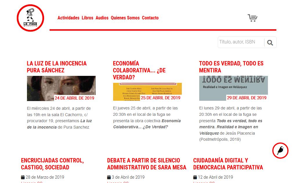 HOY, 23 de abril, día del libro, ESTRENAMOS WEB!!!!!
Por fin podemos anunciar la nueva web de la fuga: lafugalibrerias.com desarrolada por la buena gente de wwb.com con estándares abiertos y herramientas de software y libre =)))))))