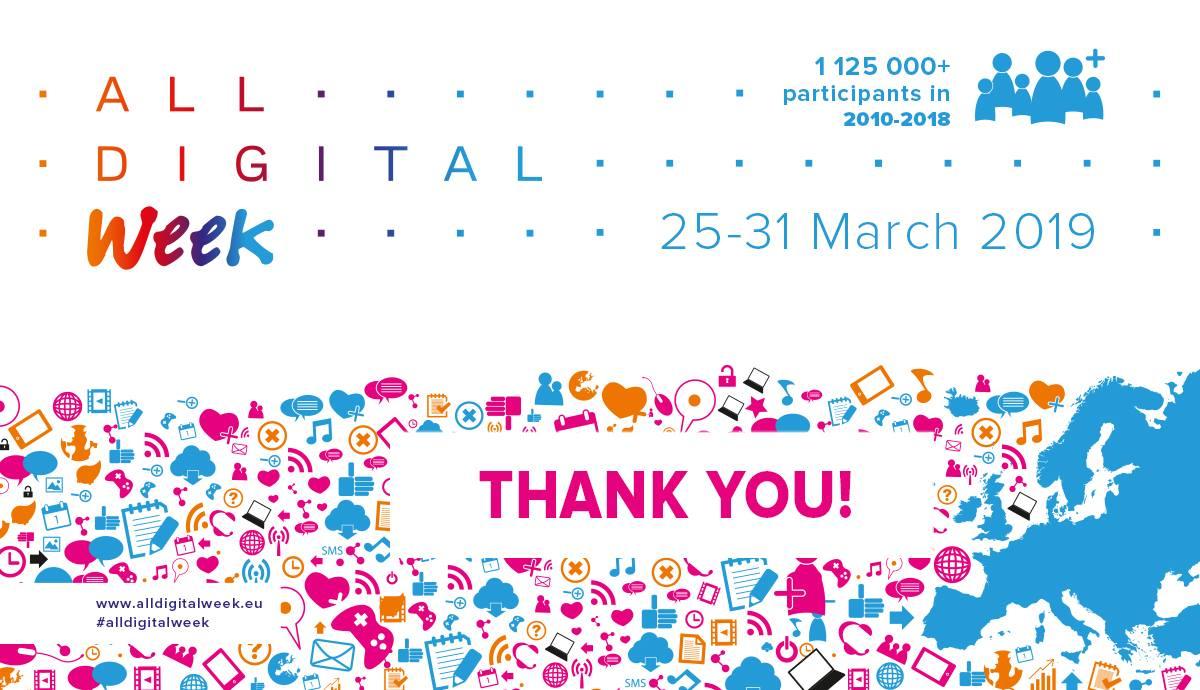 AllDigitalEU's tweet photo. 👏👏👏Many thanks to all event organisers across 30 European countries who joined #ALLDIGITALWeek 2019! 
⛳️1500+ events are on our map 🗺, and there will be MORE after we get all the country reports. Stay tuned for the results
https://t.co/EaNJ9cXSmS https://t.co/nF5rLdpHDE