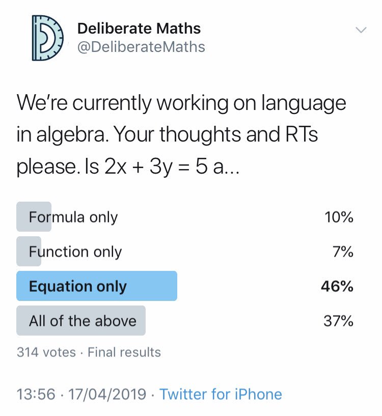 Here’s the final results of our equation / formula / function poll 🤔 would it be safe to say that these terms are not defined well enough?