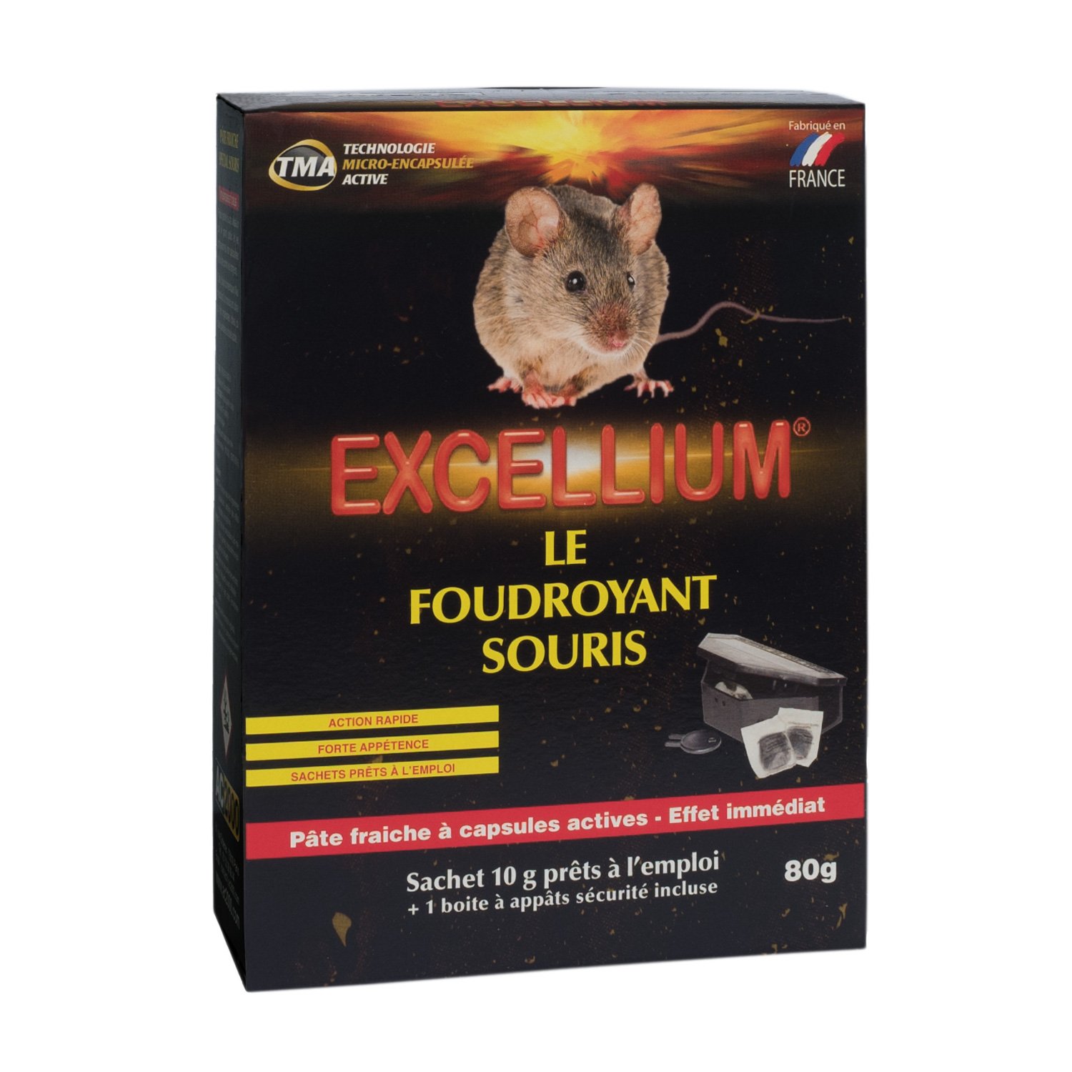 AC 2000 on X: Le foudroyant souris Excellium est une pâte à effet radical  sur les souris domestiques. Son action est foudroyante, sans douleur.  Souricide actif et rapide, efficacité 100%. Ce produit