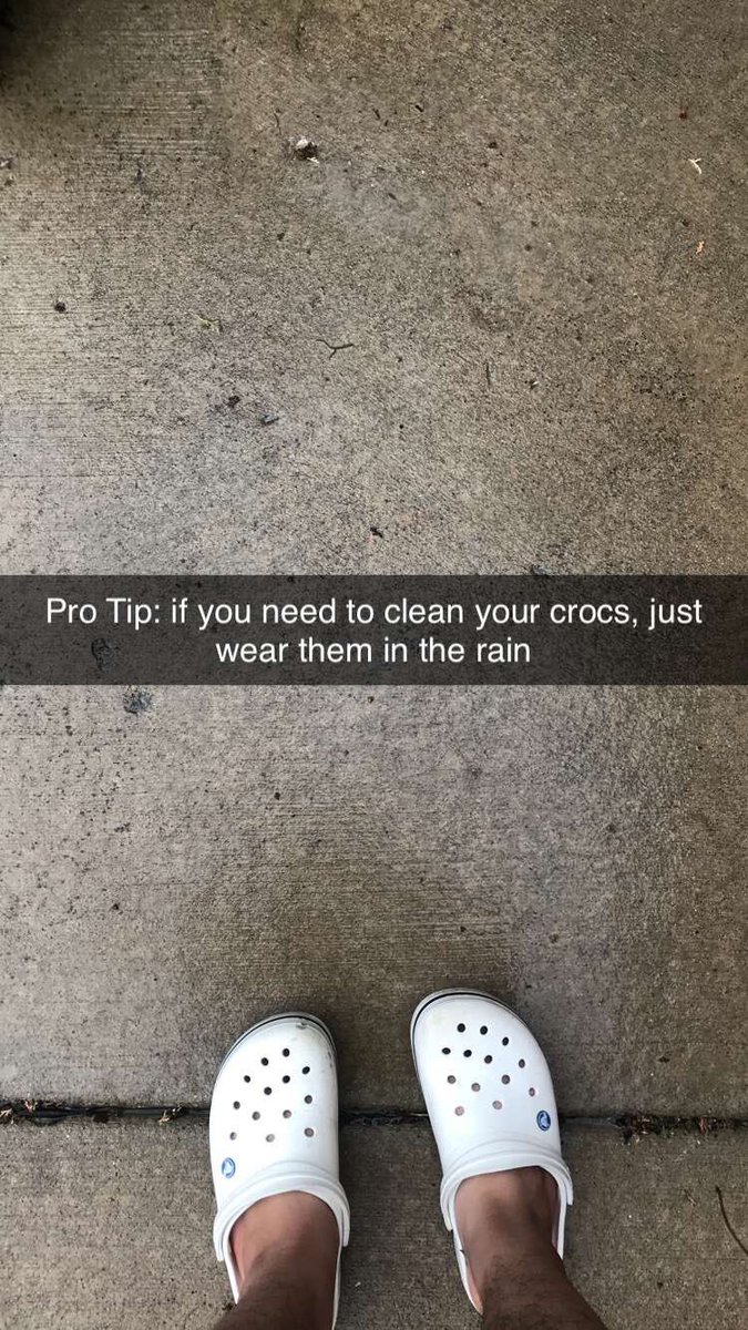 Toni__Elisha's tweet photo. @SXURHA 

April Showers 

Snapchat saw it first, but here’s a tip for all of my croc lovers. 

I also used to wear them as shoes when I lived in a community with comunal showers.

#SXURHA #RHABOB2019 #BOBQuad https://t.co/ztGZNyc5rx