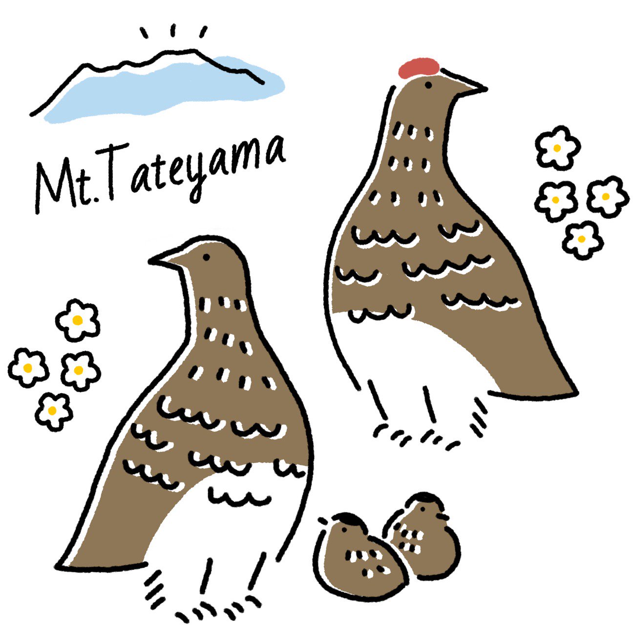 Twitter 上的 ちょろぼー ゆるイラスト ライチョウさんのイラストを描きました 地元富山県の立山黒部アルペンルートが全線開通したそうです ライチョウをさがしに行きたいなぁ 大好きな山です このイラストを使って山好きなお友達のためにtシャツを作る予定です