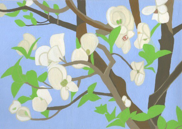 蓑島えみ 白花のハナミズキ 19 4 23 花 Flowers 初夏 ハナミズキ 白い花 樹木の花 植物 蓑島恵美 Minoshimaemi Emiminoshima イラスト イラストレーション Illustration Drawing T Co Li1xxbhrau