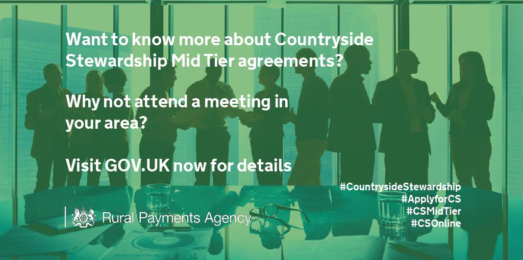 Ruralpay's tweet photo. Want to know more about Countryside Stewardship Mid Tier agreements - why not attend one of our local events Visit https://t.co/5W3AiMBDBC now to book your session https://t.co/UUi3PGjQh0
#CS2019 #CSOnline @NFUtweets @IAgSA_UK @CLAtweets @DefraFAS https://t.co/W92mwdZdO3