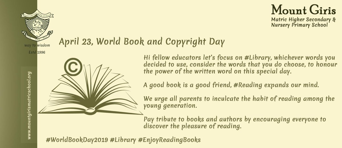 MountGiris's tweet photo. #WorldBookDay2019 #worldBookandCopyrightDay #Reading #books #mgm #mgmmountgiris #mountgiris
Here are few book suggestions to read:
1)"Rich Dad Poor Dad" by Robert Kiyosaki
2)"The Monk Who Sold His Ferrari" by Robin Sharma
3)"Ponniyin Selvan" by Kalki https://t.co/V8fPAYlupX