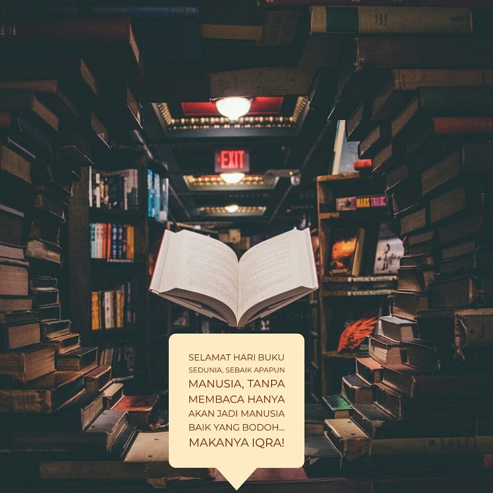 negativisme's tweet photo. Sebaik apapun manusia,  tanpa membaca hanya akan jadi manusia baik yang bodoh... 
makanya Iqra! 

Selamat Hari Buku Sedunia. https://t.co/kSpKtNXQpx