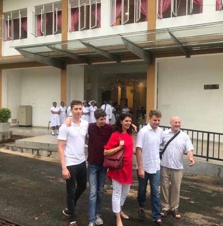 DonSPeiris's tweet photo. The Last Family Picture...

They came here to open the child ward in Rathanpura hospital which was build from their donations. 

Mr.Louis Allen will be leaving Sri Lanka without his wife by his side.

#SriLankaAttacks #SriLanka 

@AzzamAmeen @RW_UNP @MaithripalaS @RajapaksaNamal https://t.co/PwhJ88are9