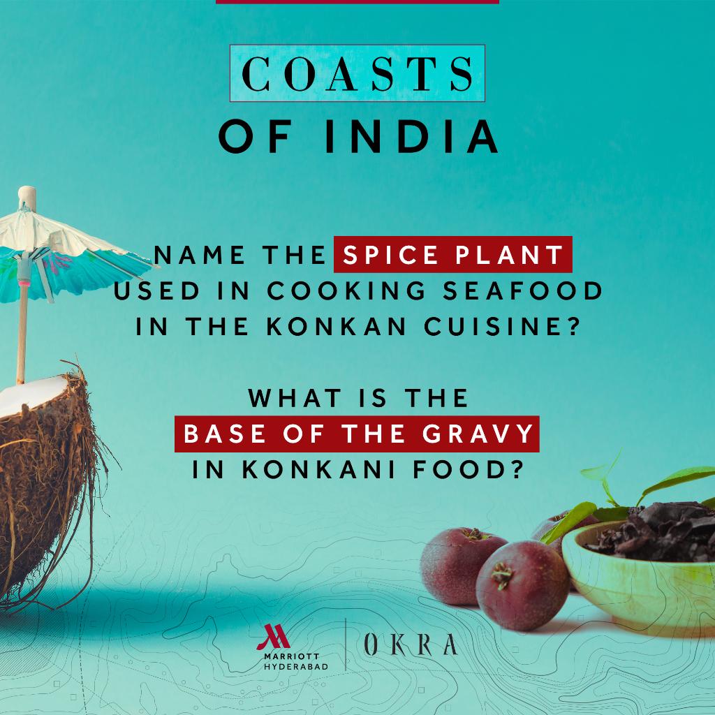 HydMarriott's tweet photo. #contestalert #partoneofthree
Answer the questions, tag two friends and use the hashtag #CoastsofIndia to win! 

#seafoodfestival #coastalfood #foodfestival #foodfood #traditionalseafood #okrahyderabad #dinneronly #marriotthyderabad #marriotthotels https://t.co/v4hjuayrL8